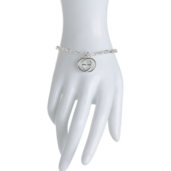 GUCCI Made In Italy Sterling Silver Interlocking Logo Bracelet - Picture 2 of 2